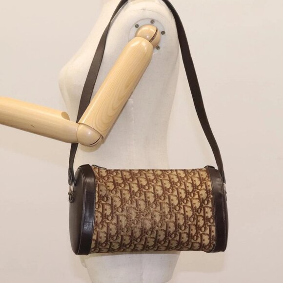 Christian Handbags - Christian Dior Trotter Canvas Shoulder Bag Beige Brown gold Auth